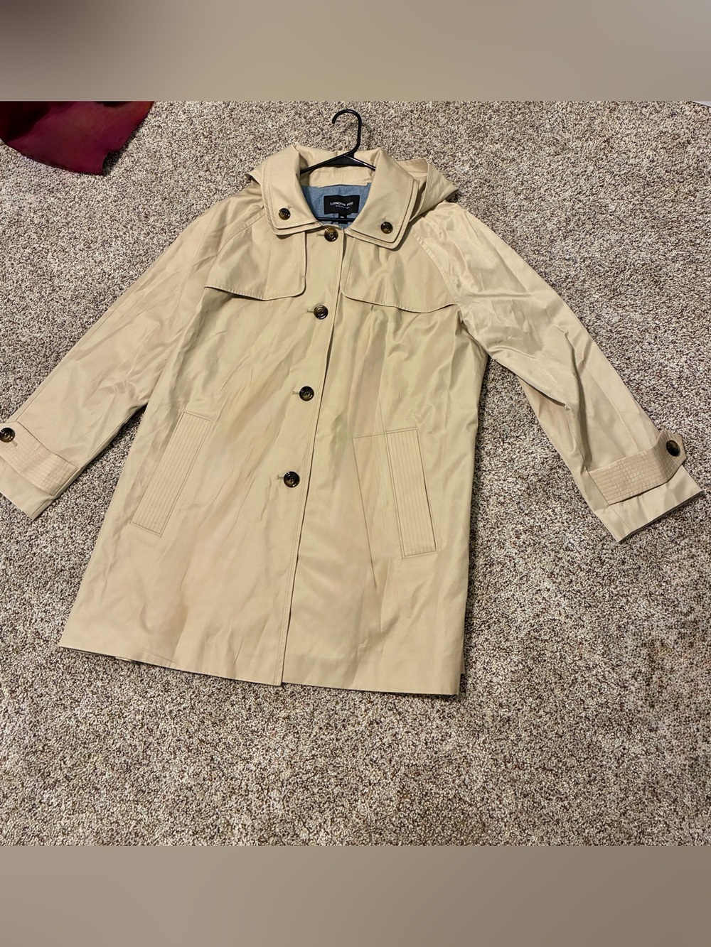 London Fog Women's Light Beige Hooded Trench Coat